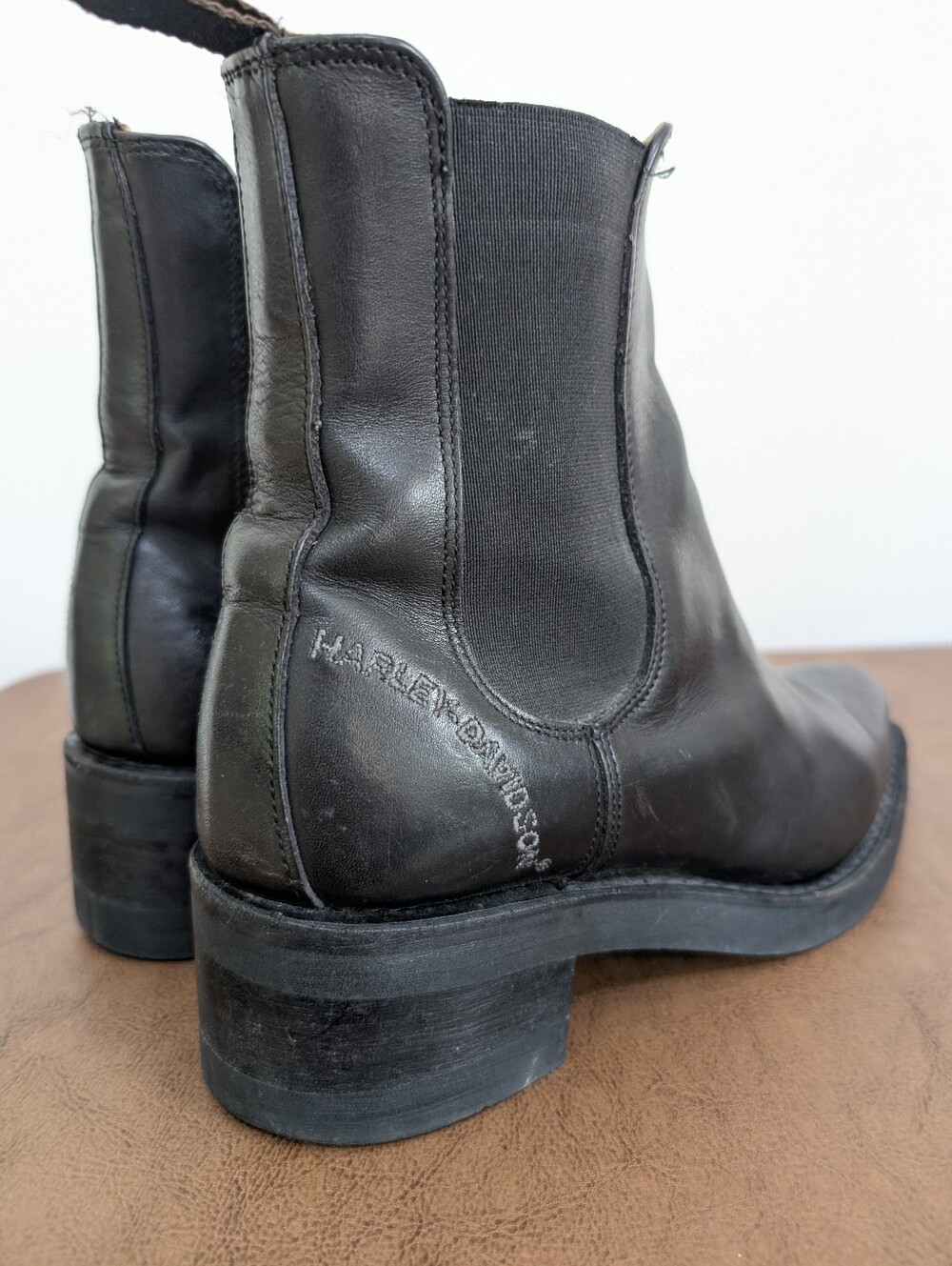 Harley-Davidson Womens Black Leather Chelsea Boots Square Toe Made in Italy 8 - Picture 3 of 8